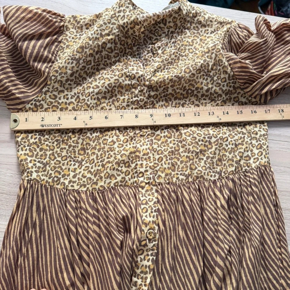 Zimmermann Maxi Cotton Summer Dress Tiered Animal Print Brown Size 0 - Picture 7 of 8